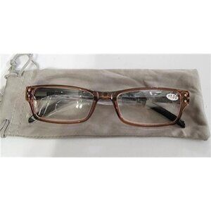 CessBlue Brown Rectangle Blue Light 1.0 Reading Nerd Glasses Readers 99132